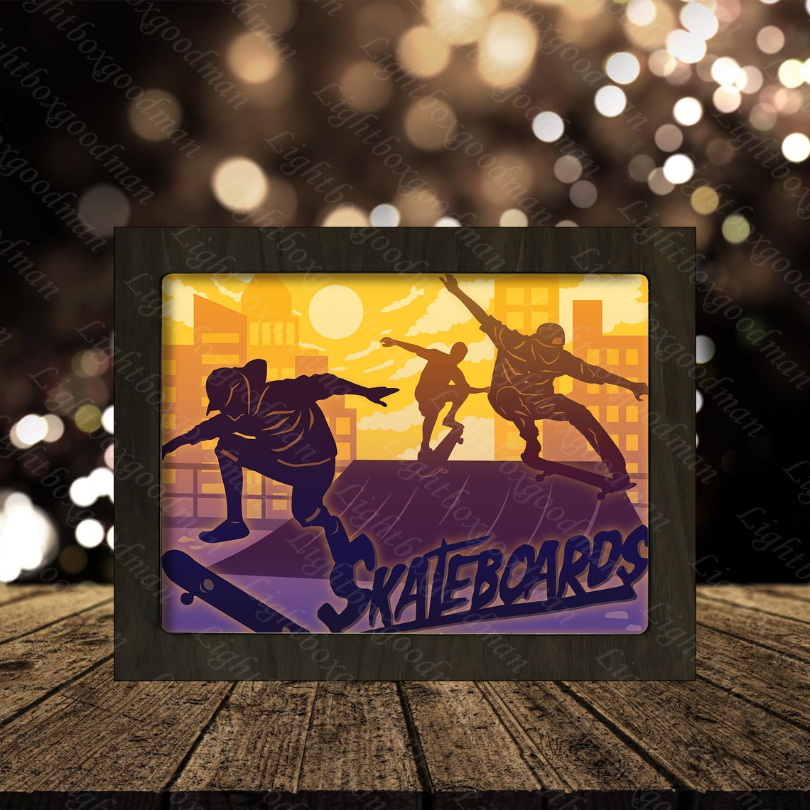 Skateboards Paper Cut Light Box Template Shadow Box 3D Paper | Etsy