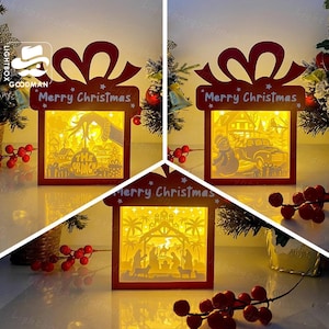 Pack 3 Christmas 1 Lantern SVG - Christmas Lantern Paper Cut - DIY Paper Lantern - Paper Cutting Template - Christmas Lantern Template