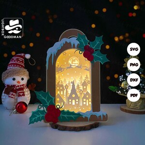 Candle Box Christmas Lantern SVG - Christmas Lantern Paper Cut - DIY Paper Lantern - Paper Cutting Template - Christmas Lantern Template