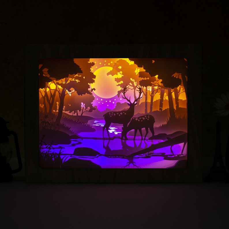 Download Deer 4 Shadow box svg Paper cut light box template shadow ...