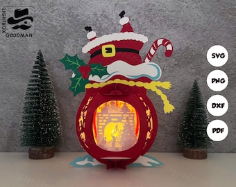 Gift Bag Lantern SVG: Paper Cut Light Box Template (Digital Download) 4