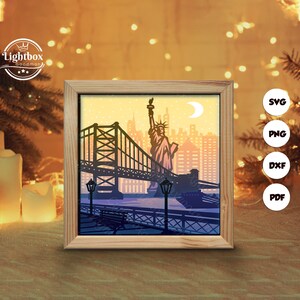 Silhouette 3D de New York, modèles Shadow Box, papier découpé, fichiers pour cricut, pour Silhouette, fichiers découpés au laser, art en couches 3D 2