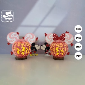 Mouse Couple Lantern SVG - Mouse Lantern Paper Cut - DIY Insect Paper Lantern - Paper Cutting Template - Valentine Lantern Template
