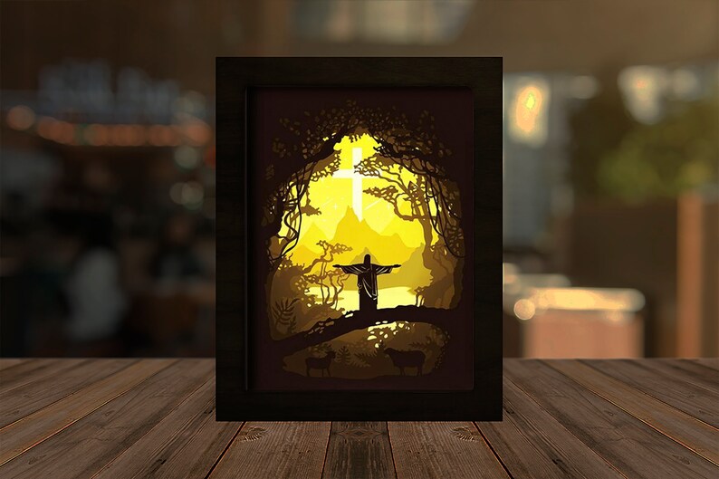 Download Jesus 1 Shadow box svg 3D Paper Cut Light Box Template SVG | Etsy