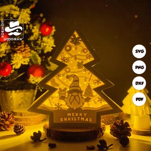 Christmas Gnome Lantern SVG - Christmas Lantern Paper Cut - DIY Paper Lantern - Paper Cutting Template - Christmas Lantern Template