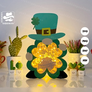 Linterna de gnomo del Día de San Patricio SVG: Plantilla de corte de papel (descarga digital)