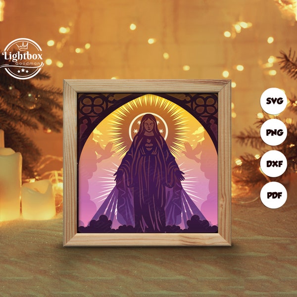 Ave Maria Shadow Box Files, Paper Cut Light Box Template Files, Shadow Box Paper Cut, 3D Papercut Light Box SVG File DIY, Cutting Cricut Ave Maria Shadow Box Files, Paper Cut Light Box Template Files, Shadow Box Paper Cut, 3D Papercut Light Box SVG File DIY, Cutting Cricut