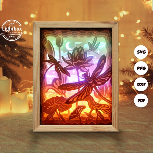 Dragonfly Shadow Box Files, Paper Cut Light Box Template Files, Shadow Box Paper Cut, 3D Papercut Light Box SVG File DIY, Cutting Cricut Dragonfly Shadow Box Files, Paper Cut Light Box Template Files, Shadow Box Paper Cut, 3D Papercut Light Box SVG File DIY, Cutting Cricut