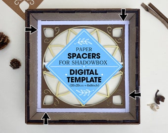 Paper Spacers Digital File DIY For Square Box, 3D Shadow Box, 3D Light Box, Paper Cut Light Box 20x20 cm (8x8 inches)