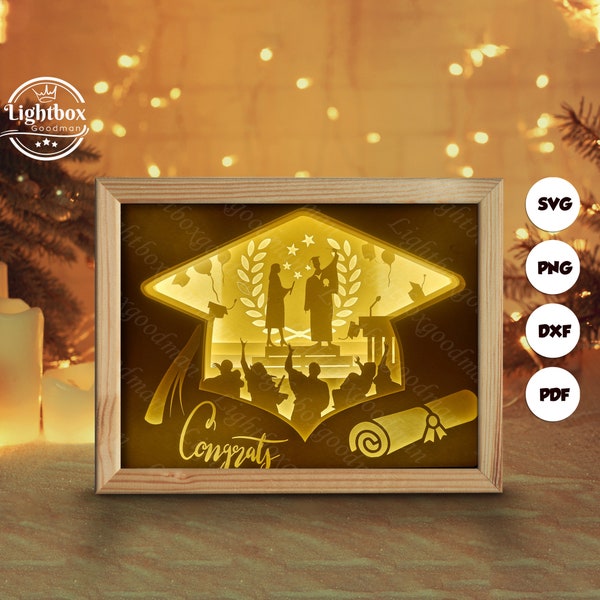 Graduation Shadow Box Files, Paper Cut Light Box Template Files, Shadow Box Paper Cut, 3D Papercut Light Box SVG File DIY, Cutting Cricut Graduation Shadow Box Files, Paper Cut Light Box Template Files, Shadow Box Paper Cut, 3D Papercut Light Box SVG File DIY, Cutting Cricut
