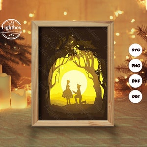 3D-zal je met me trouwen silhouet, schaduwdoos sjablonen, papier knippen, bestanden voor de cricut, voor silhouet, lasergesneden bestanden, gelaagde 3D-kunst