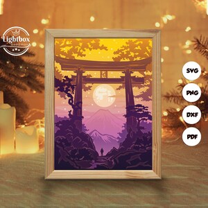Silueta de luz de luna 3D, plantillas de caja de sombras, corte de papel, archivos para Cricut, para Silhouette, archivos de corte láser, arte en capas 3D