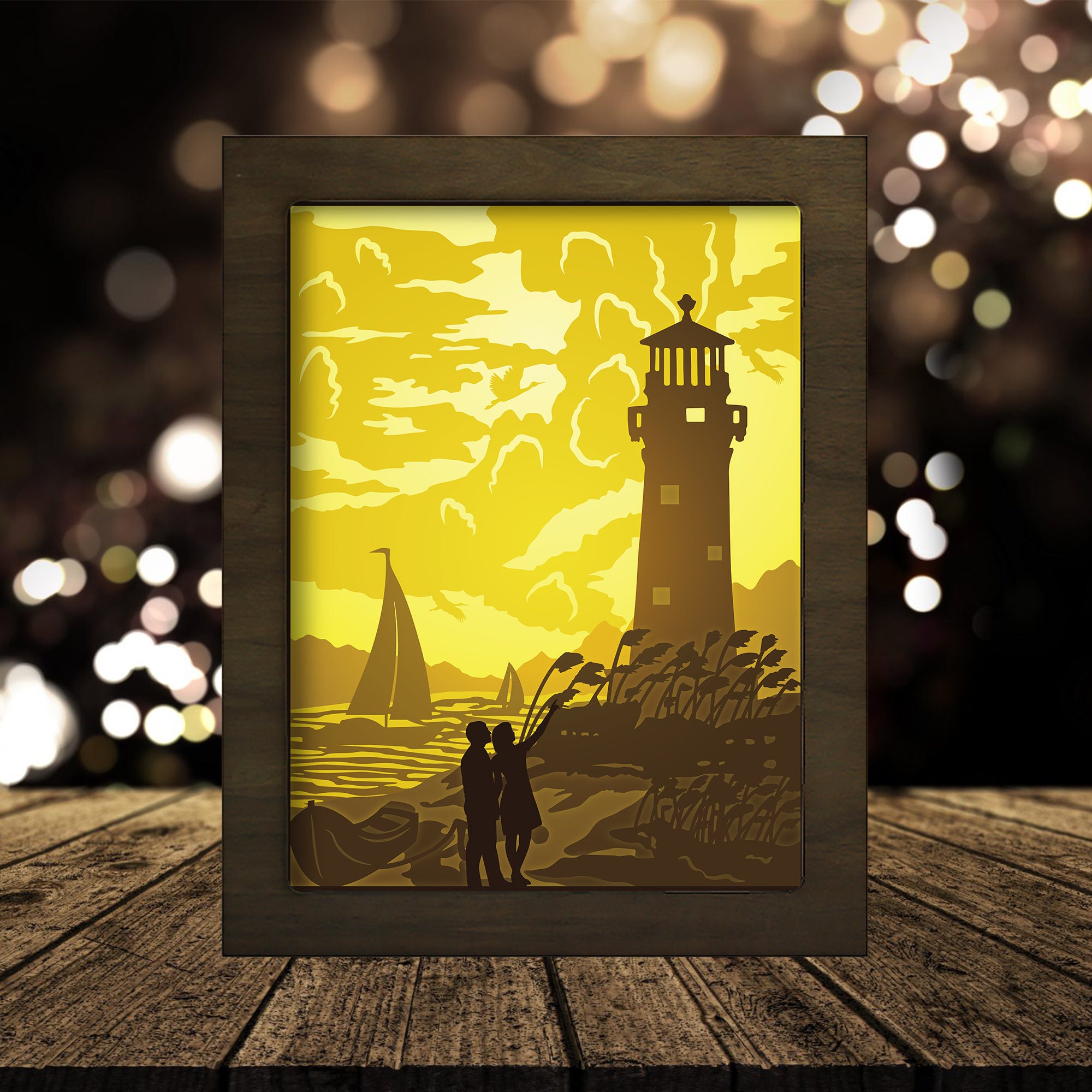 Download Lighthouse 5 Shadow Box Paper Cut Light Box Shadow Box Svg Etsy