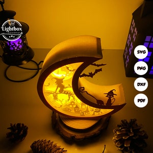 Witch Moon Shadow Box SVG for Cricut Projects DIY, Witch Moon Lantern ...