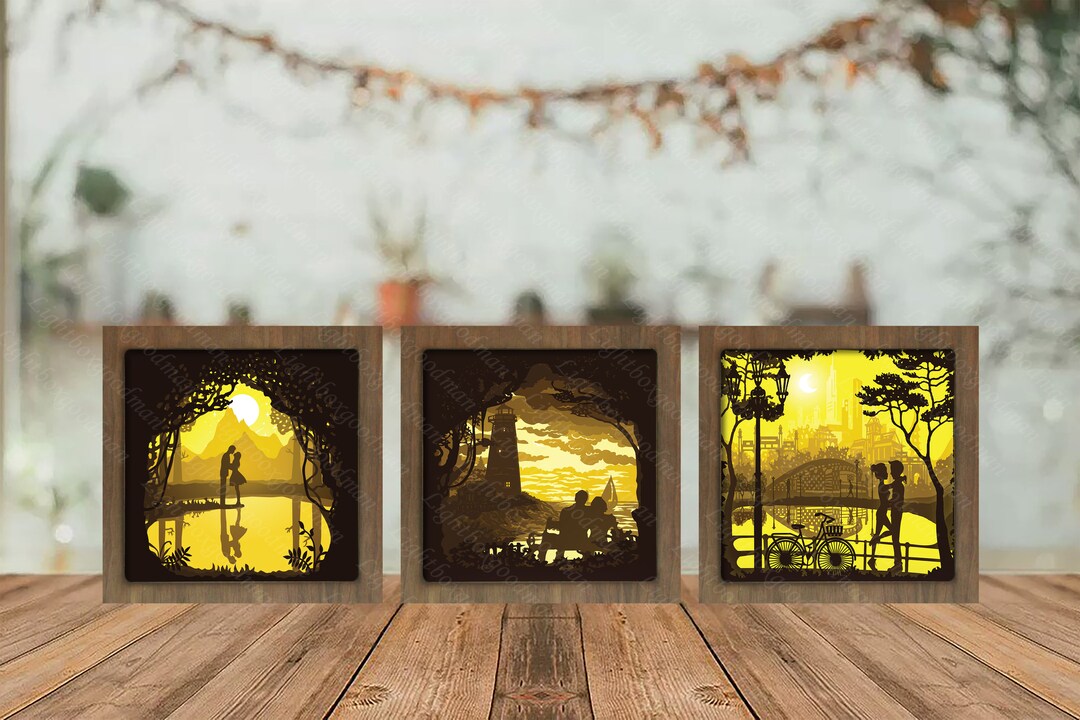 Combo 3 Templates Couple 2 Paper Cut Light Box Template, Shadow Box, 3D ...