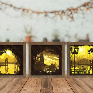 Combo 3 templates Couple 2 Paper cut light box template, shadow box, 3D papercut lightbox svg file DIY, cutting Cricut, svg template Cricut