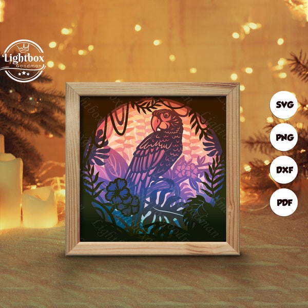 Parrot Shadow Box Files, Paper Cut Light Box Template Files, Shadow Box Paper Cut, 3D Papercut Light Box SVG File DIY, Cutting Cricut Parrot Shadow Box Files, Paper Cut Light Box Template Files, Shadow Box Paper Cut, 3D Papercut Light Box SVG File DIY, Cutting Cricut