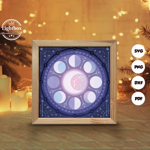cali≠gari / 「0」補足版 (Moonrise Silhouette) 3d Moon Phase Silhouette, Shadow Box Templates, Paper Cut