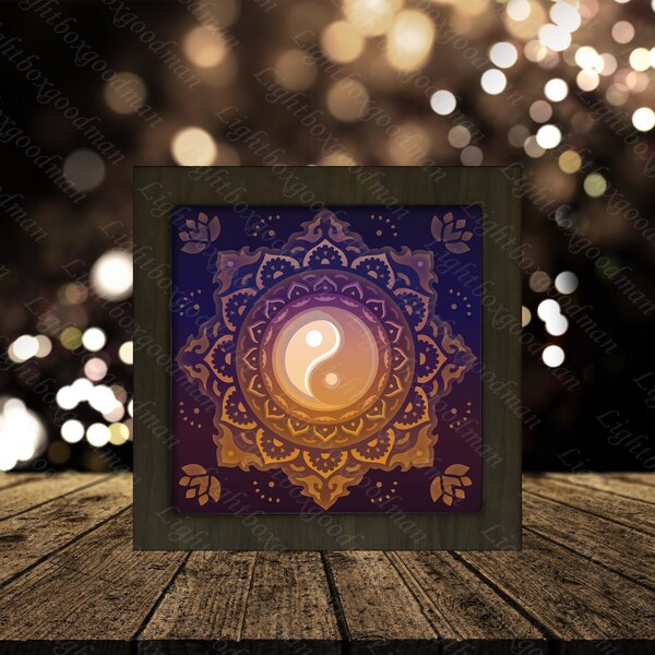 Yin Yang Mandala Shadow Box Files, Paper Cut Light Box Template Files, Shadow Box Paper Cut, 3D Papercut Light Box SVG File DIY Yin Yang Mandala Shadow Box Files, Paper Cut Light Box Template Files, Shadow Box Paper Cut, 3D Papercut Light Box SVG File DIY