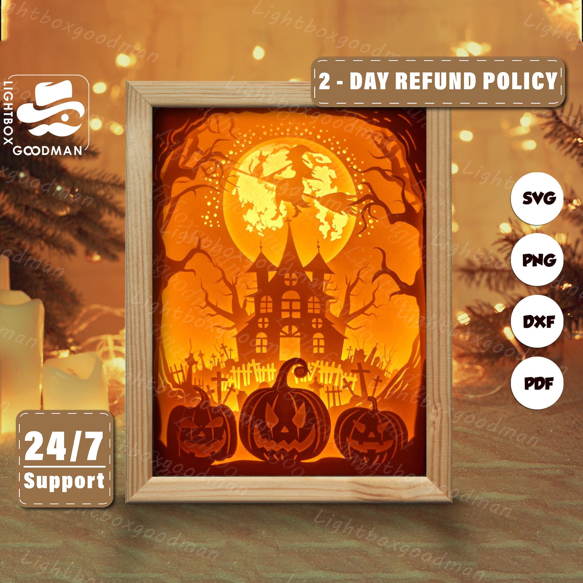 3Dハロウィン3シルエット、シャドーボックステンプレート、ペーパー