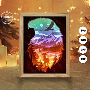 Silhouette 3D de l'esprit de la forêt, modèles de boîte d'ombre, papier découpé, fichiers pour cricut, pour la silhouette, fichiers découpés au laser, art en couches 3D