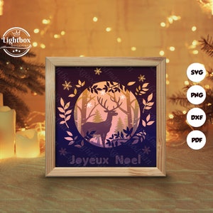3d Joyeux Noel Silhouette, Shadow Box Templates, Paper Cut, Files for cricut, for Silhouette, Laser Cut Files, 3d Layered Art