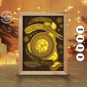 3D Taschenuhr Silhouette, Schattenbox Vorlagen, Papierschnitt, Dateien für Cricut, für Silhouette, Laser Cut Files, 3D Layered Art