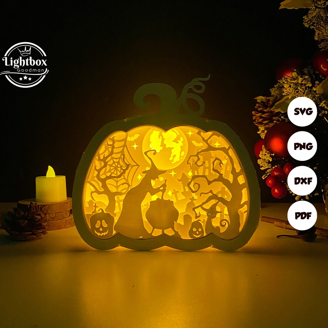 Witch Pumpkin Halloween Shadow Box SVG for Cricut Projects DIY, Pumpkin ...