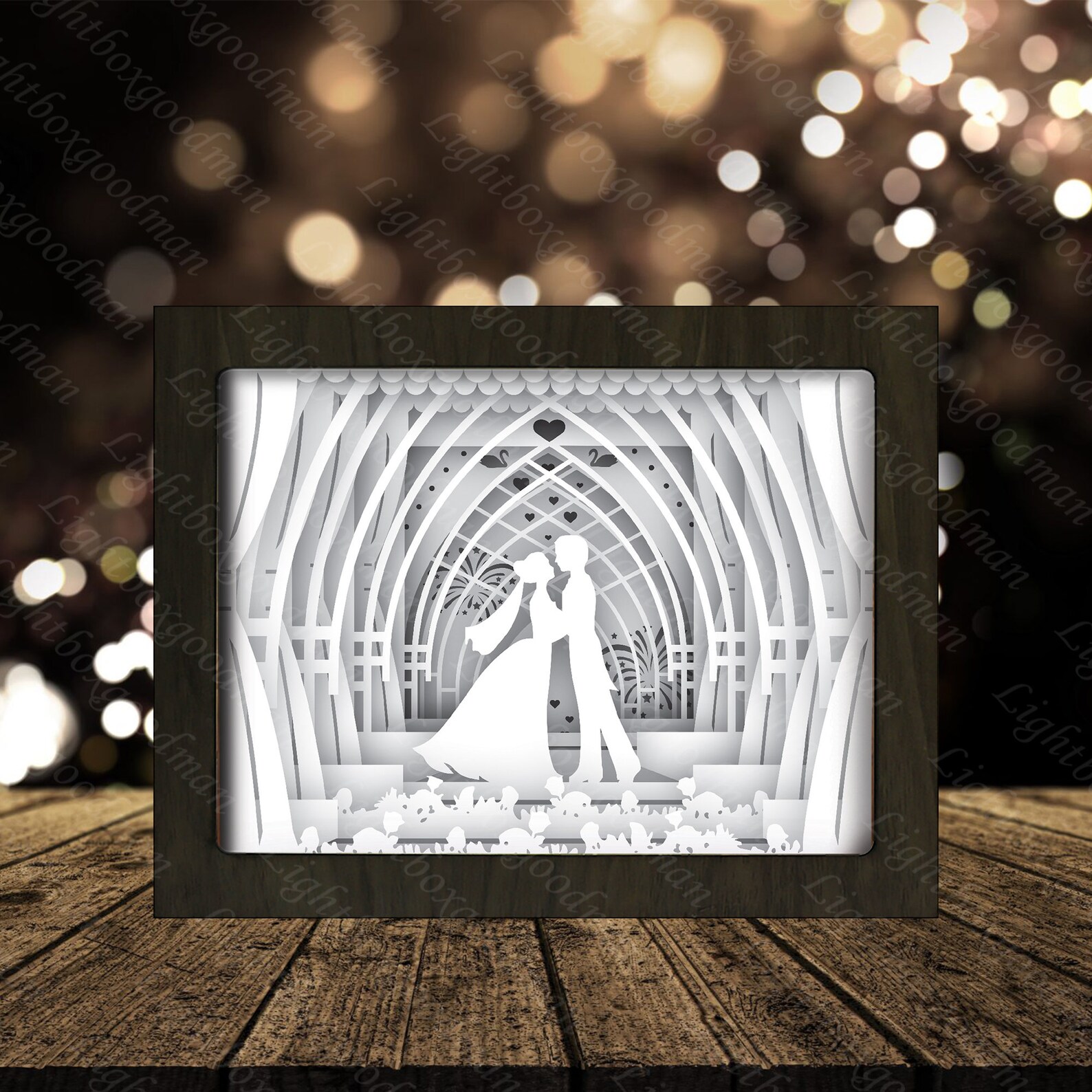 Wedding Paper Cut Light Box Template Files Shadow Box 3D Etsy