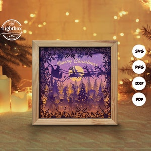 3D Weihnachten 16 Silhouette, Schatten Box Vorlagen, Papierschnitt, Dateien für Cricut, für Silhouette, Laser Cut Files, 3d Layered Art