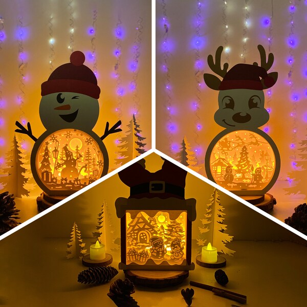 Pack 3 Christmas 3 Shadow Box SVG For Cricut Projects DIY, Christmas Box Lantern For Christmas Decoration, Cutting Cricut Pack 3 Christmas 3 Shadow Box SVG For Cricut Projects DIY, Christmas Box Lantern For Christmas Decoration, Cutting Cricut