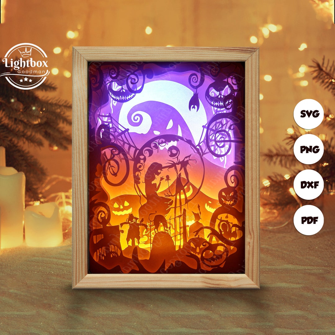 Nightmare Halloween Shadow Box Files, Paper Cut Light Box Template