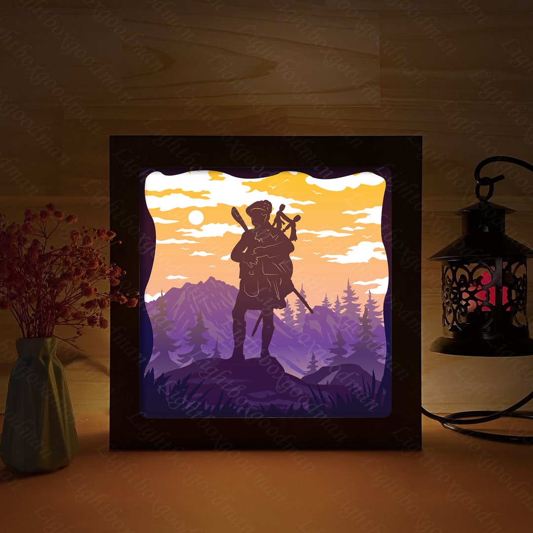 Bagpipe Player Shadow Box Files, Paper Cut Light Box Template File