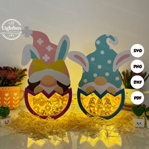Pack 2 Gnom Osterbox Laterne SVG - Osterlaterne Papierschnitt - DIY Insekt Papierlaterne - Papierschnitt Vorlage - Osterlaterne