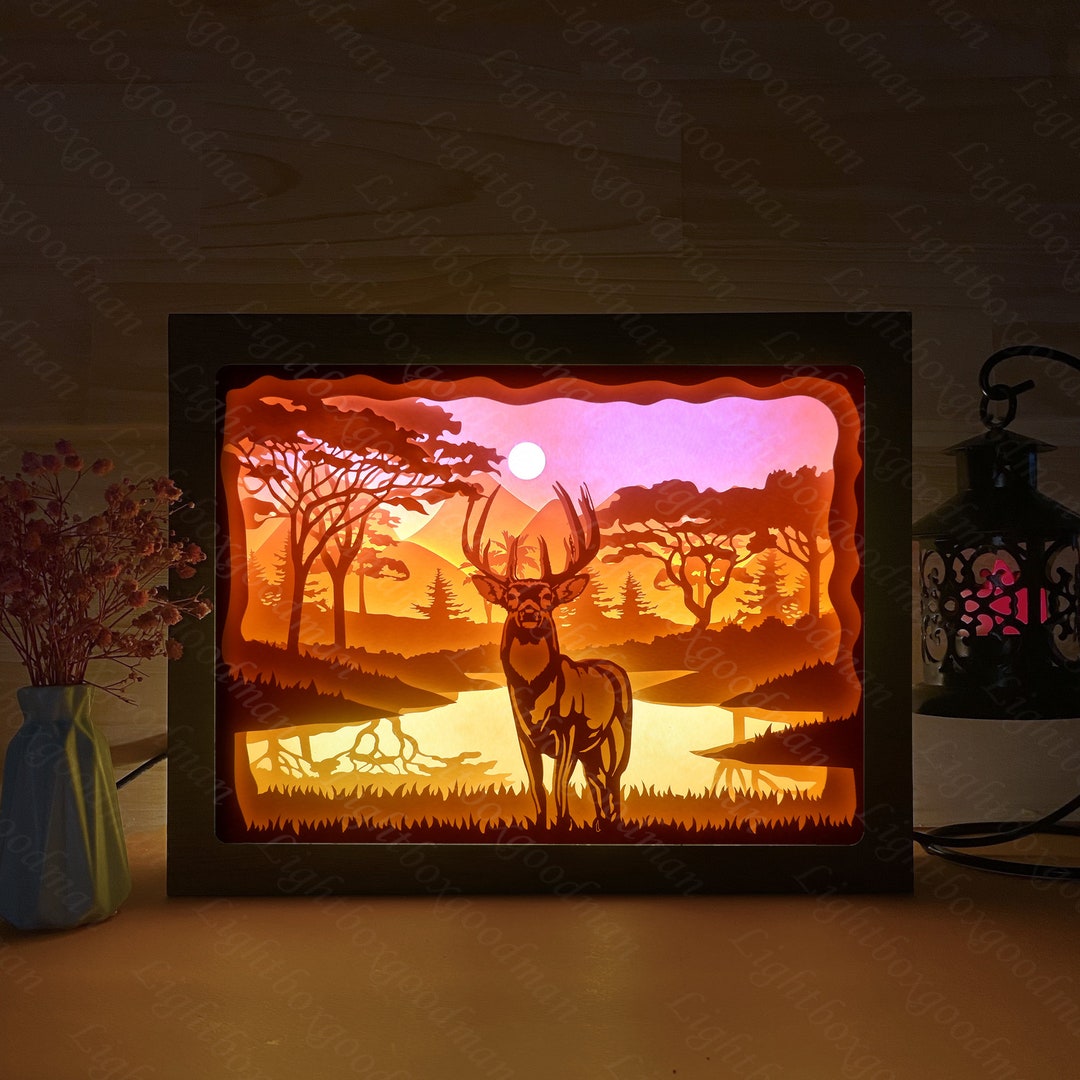 Deer 3 Shadow Box SVG 3D Deer SVG Deer Paper Cut Light Box - Etsy UK