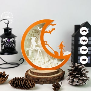 Witch Moon Shadow Box SVG for Cricut Projects DIY, Witch Moon Lantern ...