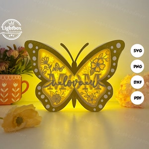 Ik hou van je moeder vlinder vak lantaarn SVG - dierlijke lantaarn papier gesneden - DIY papieren lantaarn - papier snijden sjabloon - moeder lantaarn sjabloon