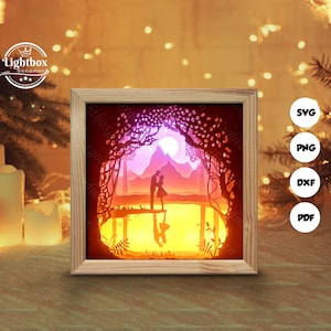 Silueta 3D Love 8, plantillas de caja de sombras, corte de papel, archivos para Cricut, para Silhouette, archivos de corte láser, arte en capas 3D