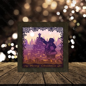 3D Weihnachtsmann 3 Silhouette, Schattenbox Vorlagen, Papierschnitt, Dateien für Cricut, für Silhouette, Laser Cut Files, 3D Layered Art