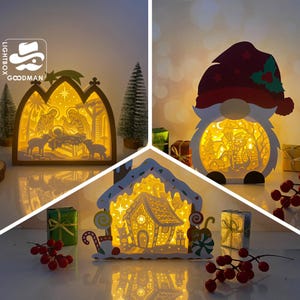 Christmas Lantern SVG Template: Paper Cut DIY, Pack of 3 (Digital Download