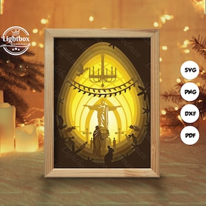 3D Oster Silhouette, Schatten Box Vorlagen, Papierschnitt, Dateien für Cricut, für Silhouette, Laser Cut Files, 3D Layered Art 1