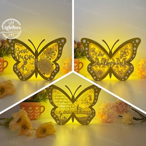 Confezione da 3 lanterne a forma di farfalla per la festa della mamma in formato SVG - Lanterna di carta con animali ritagliata - Lanterna di carta fai da te - Modello di ritaglio della carta - Modello di lanterna per la mamma