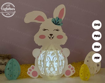 Bunny Easter Egg 1 Lantern for Easter Decorations - Easter Lantern SVG,  PDF, Studio Template - DIY Easter Paper Cut Template 2