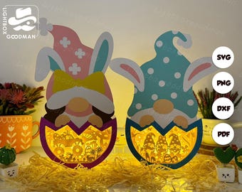 Easter Gnome Lantern SVG: Paper Cut Box Template (Digital Download)