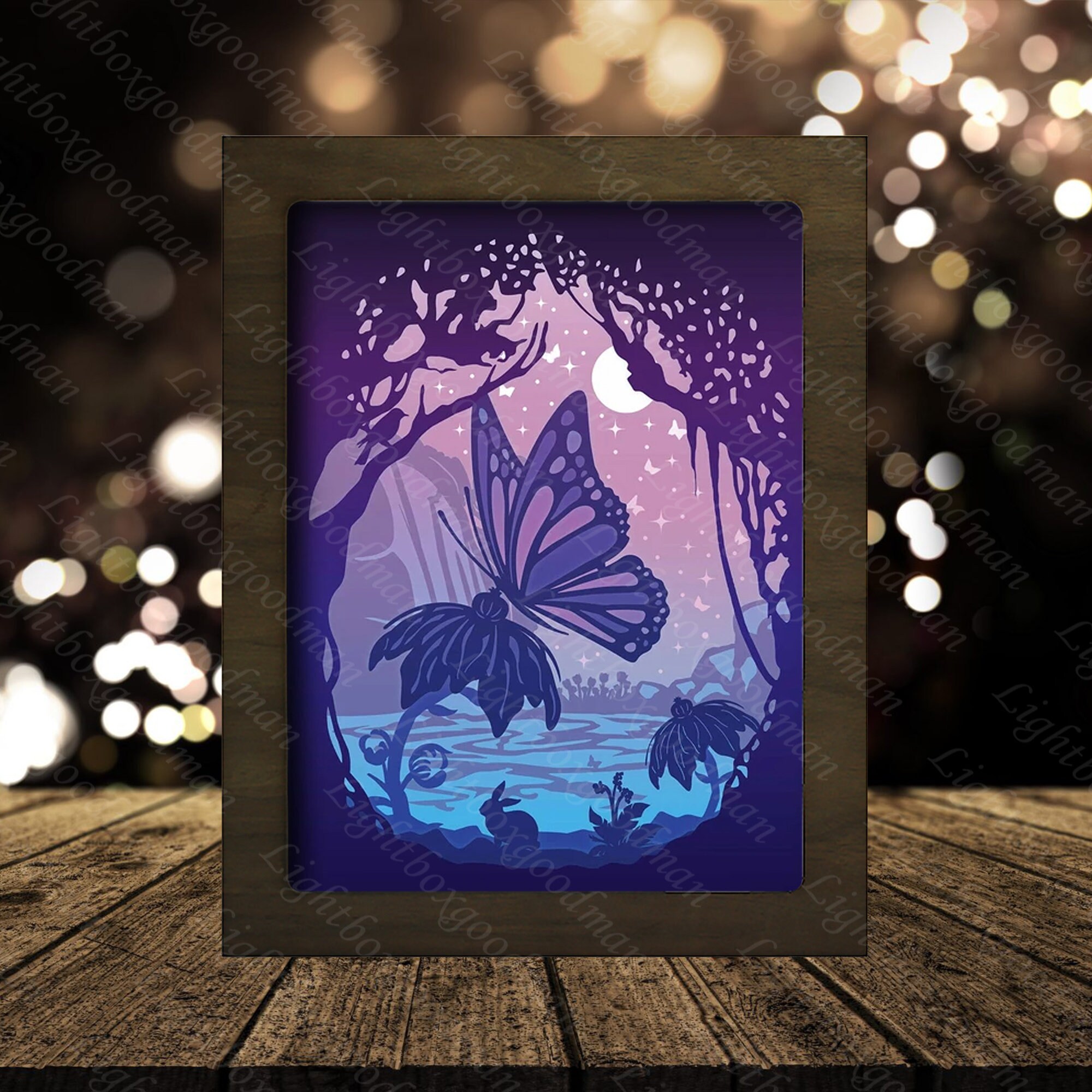 Download Butterfly 1 Paper Cut Light Box Template Files Shadow Box 3d Etsy