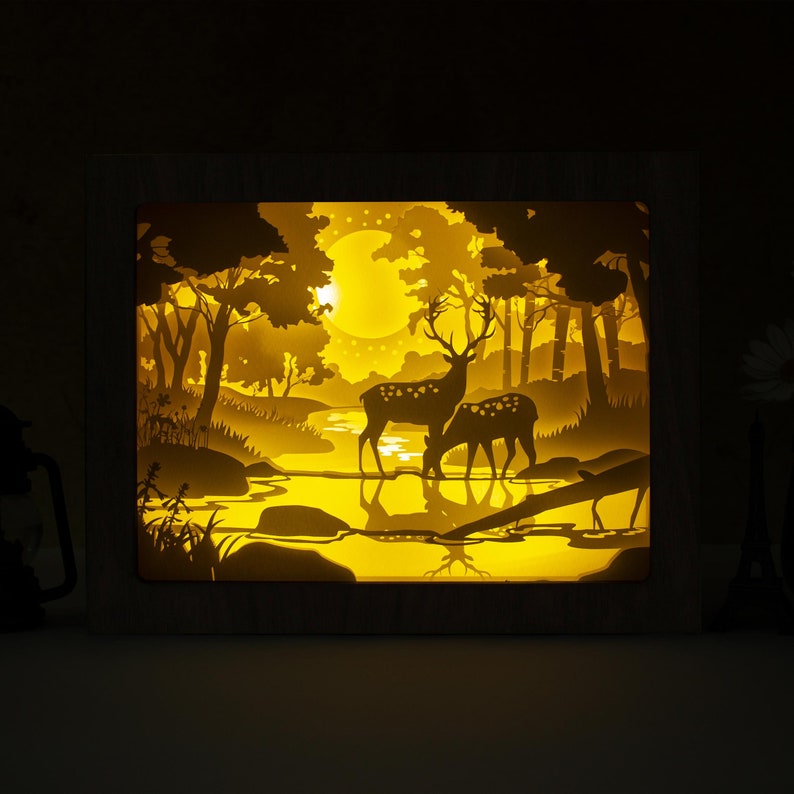 Download Deer 4 Paper Cut Light Box Template Shadow Box SVG Shadow ...