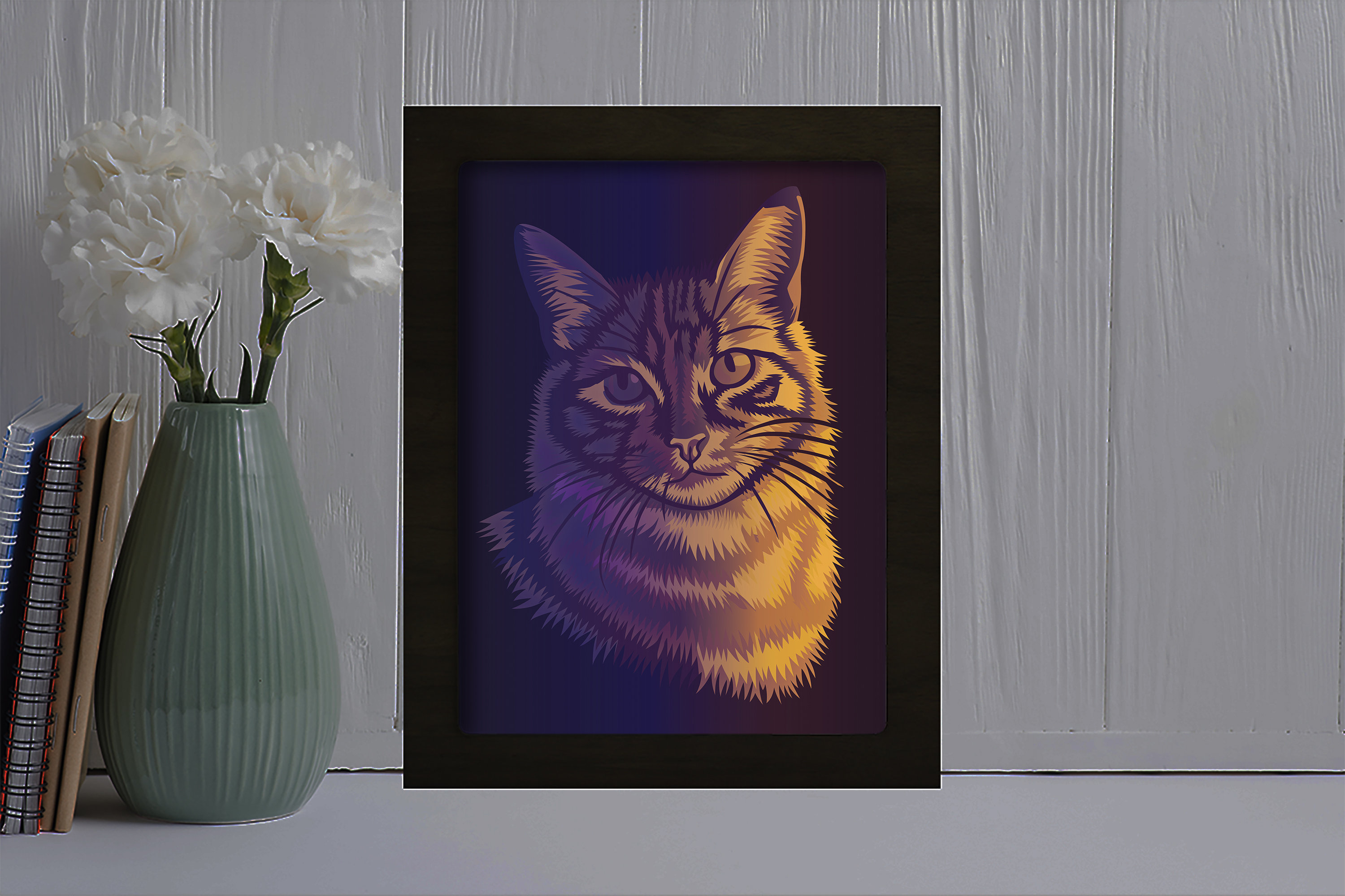 Cat Portrait Paper Cut Light Box Template Shadow Box SVG | Etsy