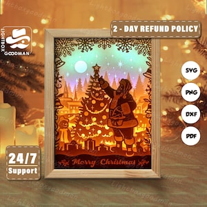 3d Christmas 3 Silhouette, Shadow Box Templates, Paper Cut, Files for cricut, for Silhouette, Laser Cut Files, 3d Layered Art