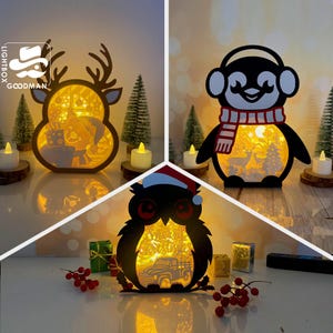Pack 3 Christmas 10 Lantern SVG - Christmas Lantern Paper Cut - DIY Paper Lantern - Paper Cutting Template - Christmas Lantern Template