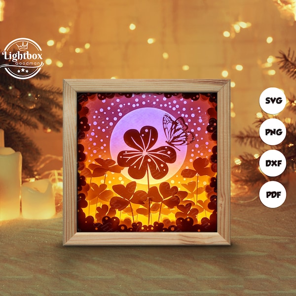 Lucky Clover Shadow Box Files, Paper Cut Light Box Template Files, Shadow Box Paper Cut, 3D Papercut Light Box SVG File DIY, Cutting Cricut Lucky Clover Shadow Box Files, Paper Cut Light Box Template Files, Shadow Box Paper Cut, 3D Papercut Light Box SVG File DIY, Cutting Cricut